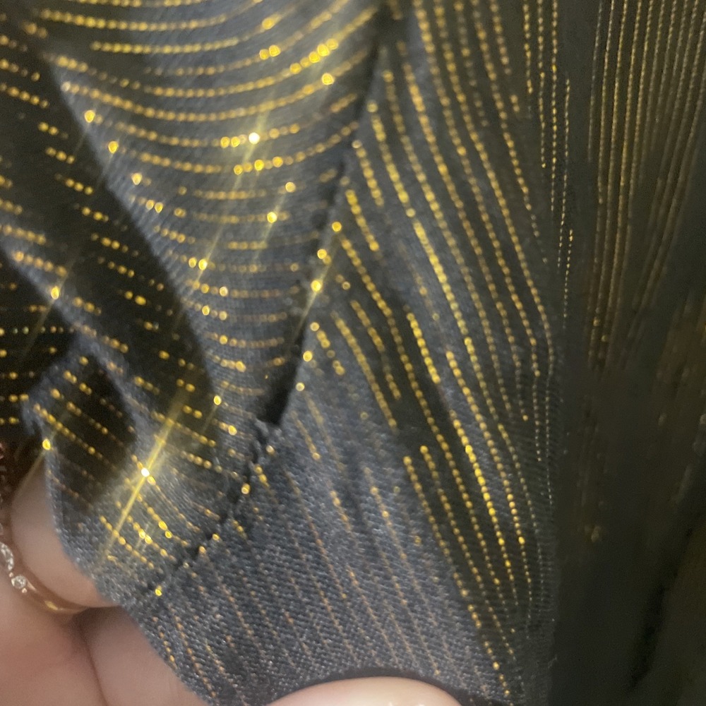 Vintage Sheer Metallic Gold Stripe Pull On Glam Pants S Disco Rock Festival - Picture 9 of 9